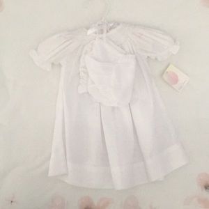 baby dress and bonnet set